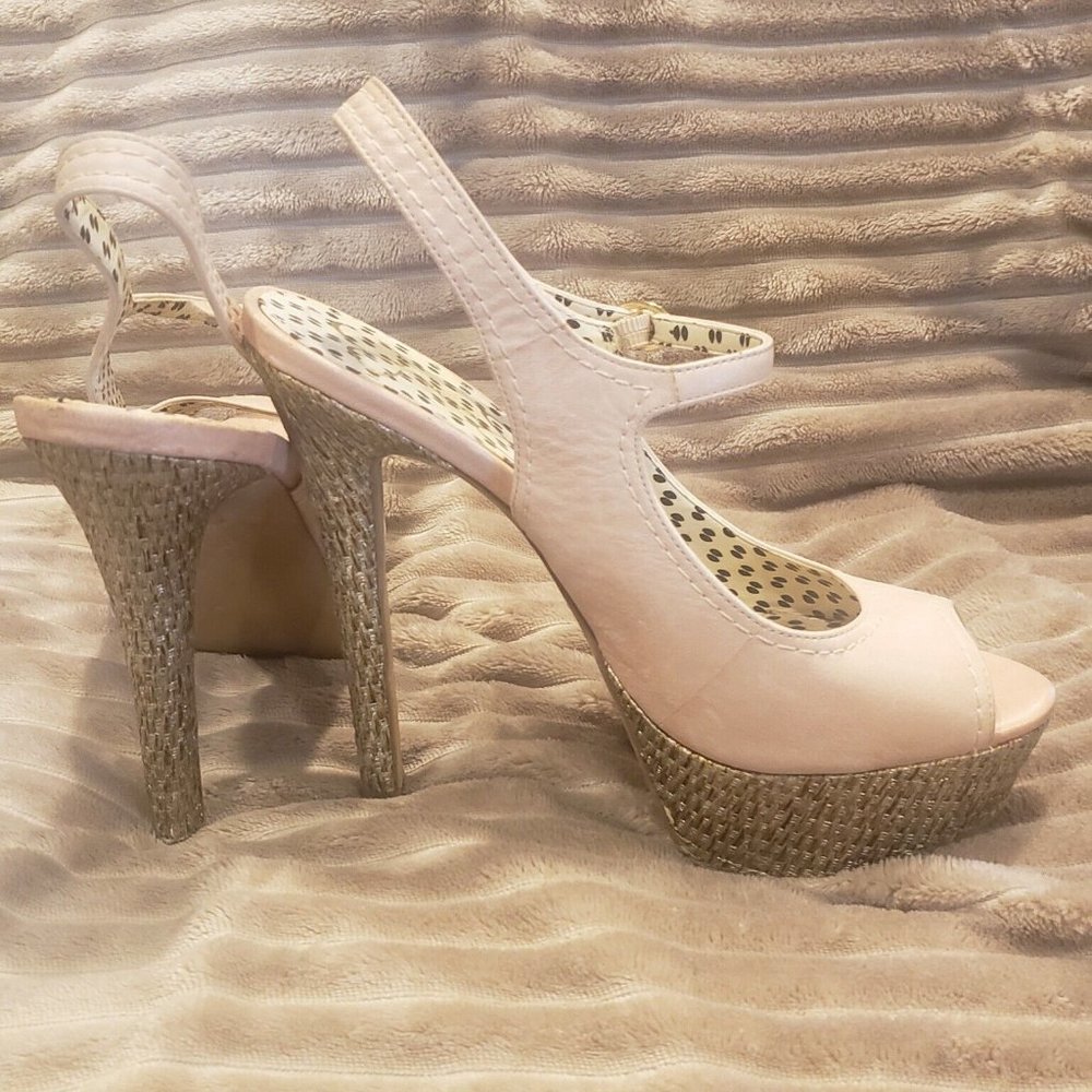 JESSICA SIMPSON “Eddy" Peep-Toe Leather Slingback's-Size 8.5